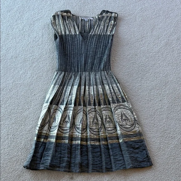 Max Studio Gray and Gold Midi Dress - Picture 2 of 5